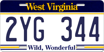 WV license plate 2YG344