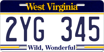 WV license plate 2YG345