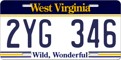 WV license plate 2YG346