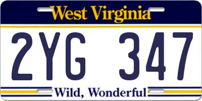WV license plate 2YG347