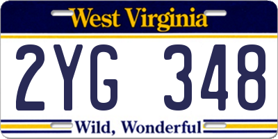 WV license plate 2YG348