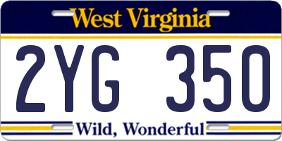 WV license plate 2YG350