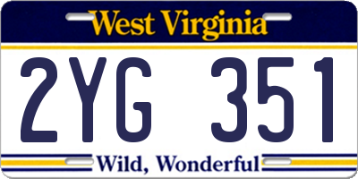 WV license plate 2YG351