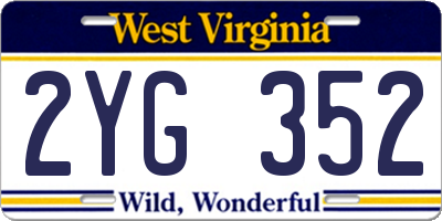 WV license plate 2YG352