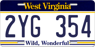 WV license plate 2YG354