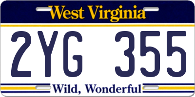 WV license plate 2YG355