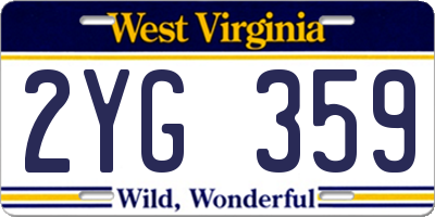 WV license plate 2YG359