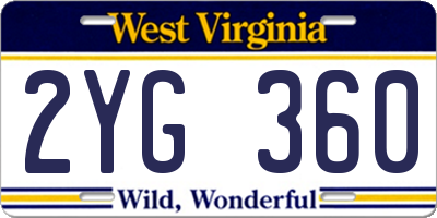 WV license plate 2YG360