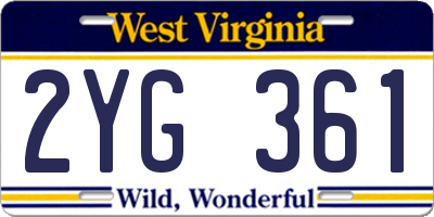 WV license plate 2YG361
