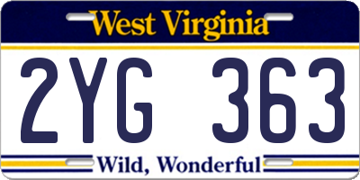 WV license plate 2YG363