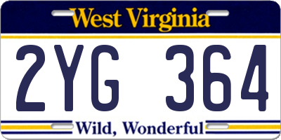 WV license plate 2YG364