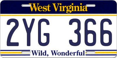 WV license plate 2YG366