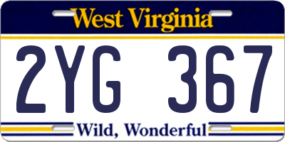 WV license plate 2YG367