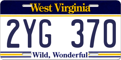 WV license plate 2YG370
