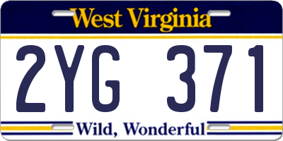 WV license plate 2YG371