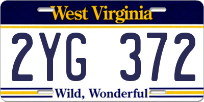 WV license plate 2YG372