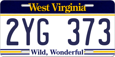 WV license plate 2YG373