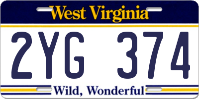 WV license plate 2YG374