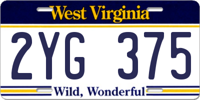 WV license plate 2YG375