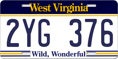 WV license plate 2YG376