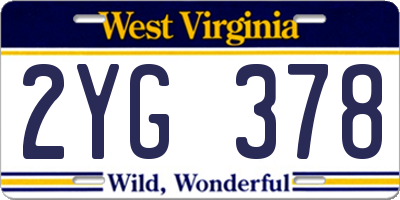 WV license plate 2YG378
