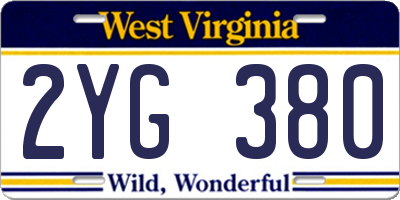 WV license plate 2YG380