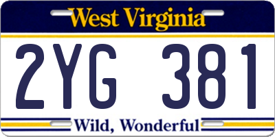 WV license plate 2YG381