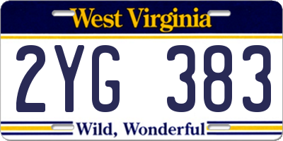 WV license plate 2YG383