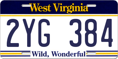 WV license plate 2YG384