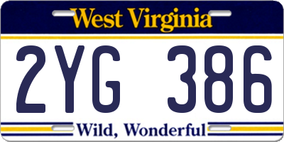 WV license plate 2YG386