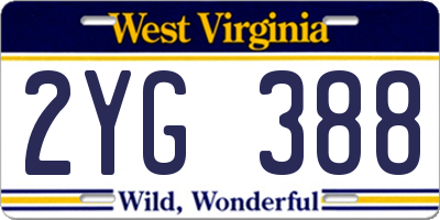 WV license plate 2YG388