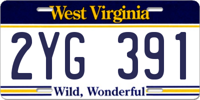 WV license plate 2YG391