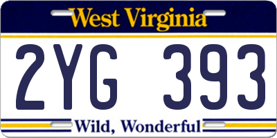 WV license plate 2YG393