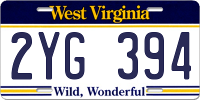 WV license plate 2YG394
