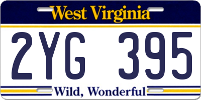 WV license plate 2YG395