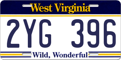 WV license plate 2YG396