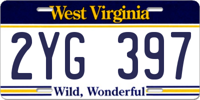 WV license plate 2YG397