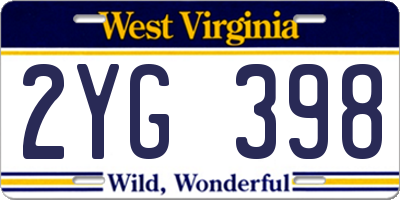 WV license plate 2YG398