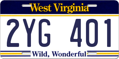 WV license plate 2YG401
