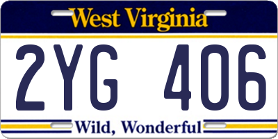 WV license plate 2YG406