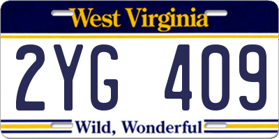 WV license plate 2YG409