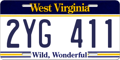 WV license plate 2YG411