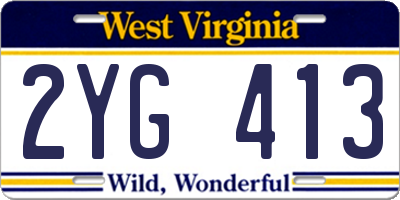 WV license plate 2YG413