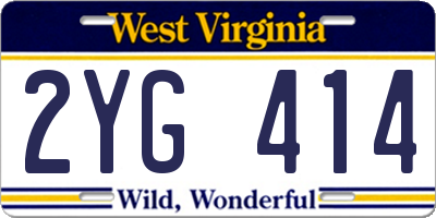 WV license plate 2YG414