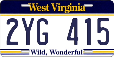 WV license plate 2YG415