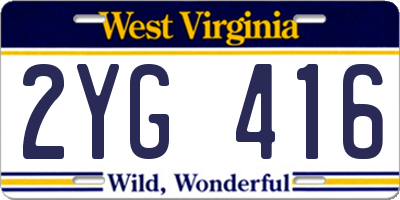 WV license plate 2YG416