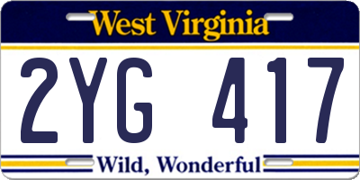 WV license plate 2YG417