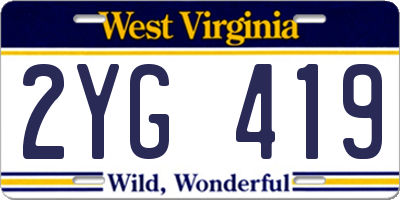 WV license plate 2YG419
