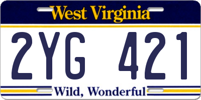 WV license plate 2YG421