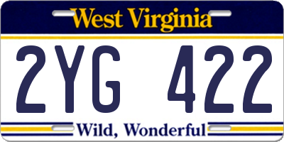 WV license plate 2YG422